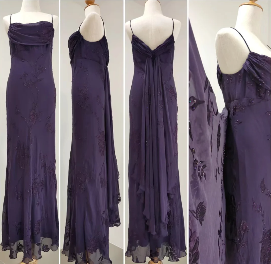 Elegant Deep Purple Mermaid Embroidered Chiffon Long Formal Prom Dress Main image