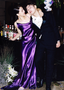 Elegant Deep Purple Spaghetti Strap Cross Backless Satin Long Formal Prom Dress