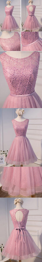 Elegant Diamond Beads Lace Organza Sleeveless Scoop Neckline Lace Up Back For Teen Lovely Homecoming Dresses