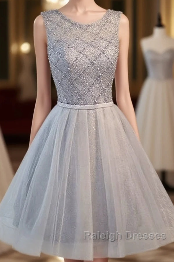 Elegant Diamond Beads Lace Organza Sleeveless Scoop Neckline Lace Up Back For Teen Lovely Homecoming Dresses Main image
