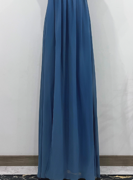 Elegant Dusty Blue One-Shoulder Chiffon Formal Prom Dress Bridesmaid Dress