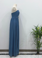 Elegant Dusty Blue One-Shoulder Chiffon Formal Prom Dress Bridesmaid Dress