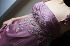 Elegant Dusty Rose Square Neck Spaghetti Strap Embroidered Ruffle Satin Long Formal Prom Dress