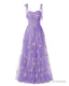 Elegant Embroidery Lavender Prom Dresses Sweetheart Spaghetti Straps A Line Prom Dress Long Simple Formal Dress