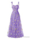 Elegant Embroidery Lavender Prom Dresses Sweetheart Spaghetti Straps A Line Party Dress Long Simple Formal Dress