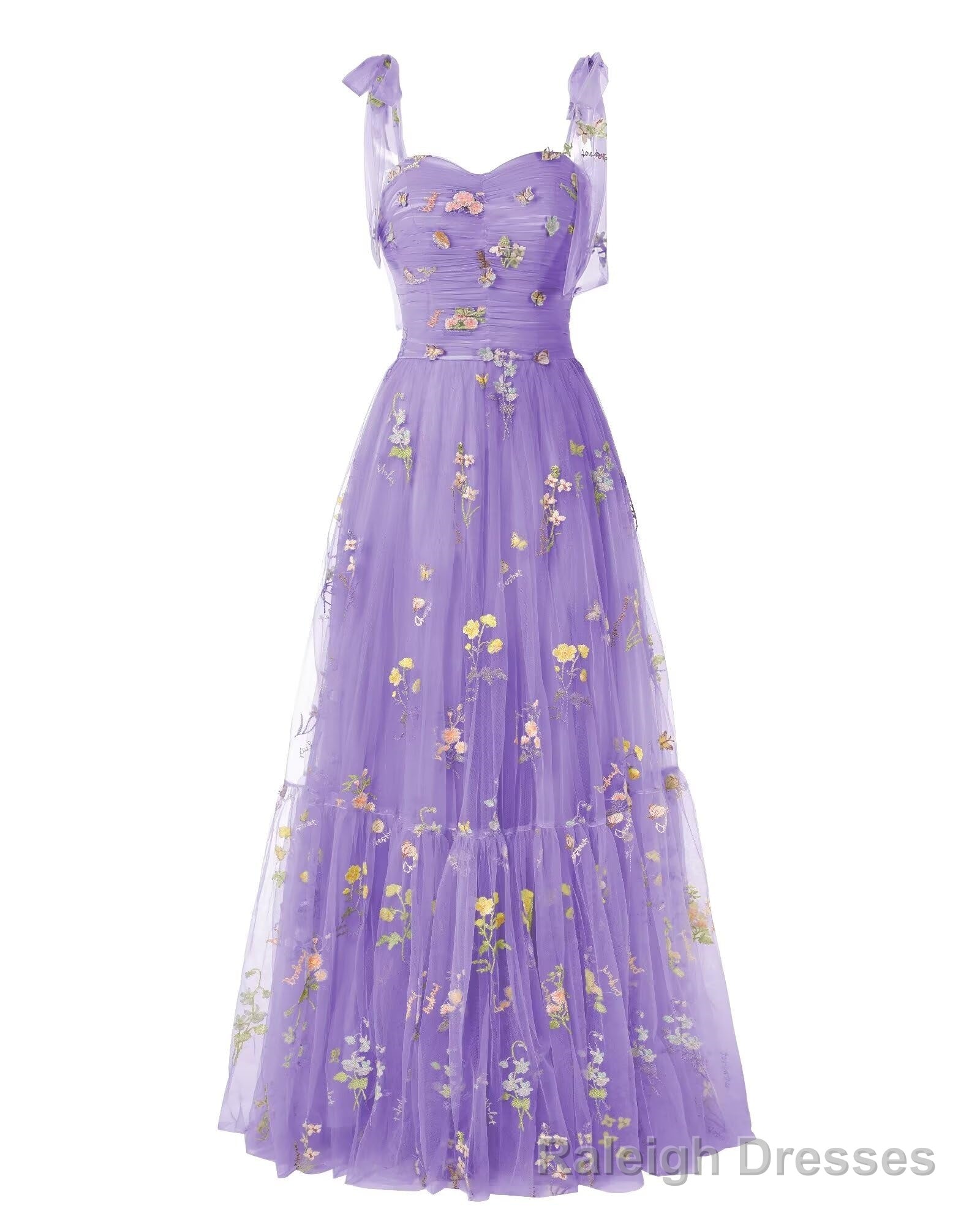 Elegant Embroidery Lavender Prom Dresses Sweetheart Spaghetti Straps A Line Party Dress Long Simple Formal Dress