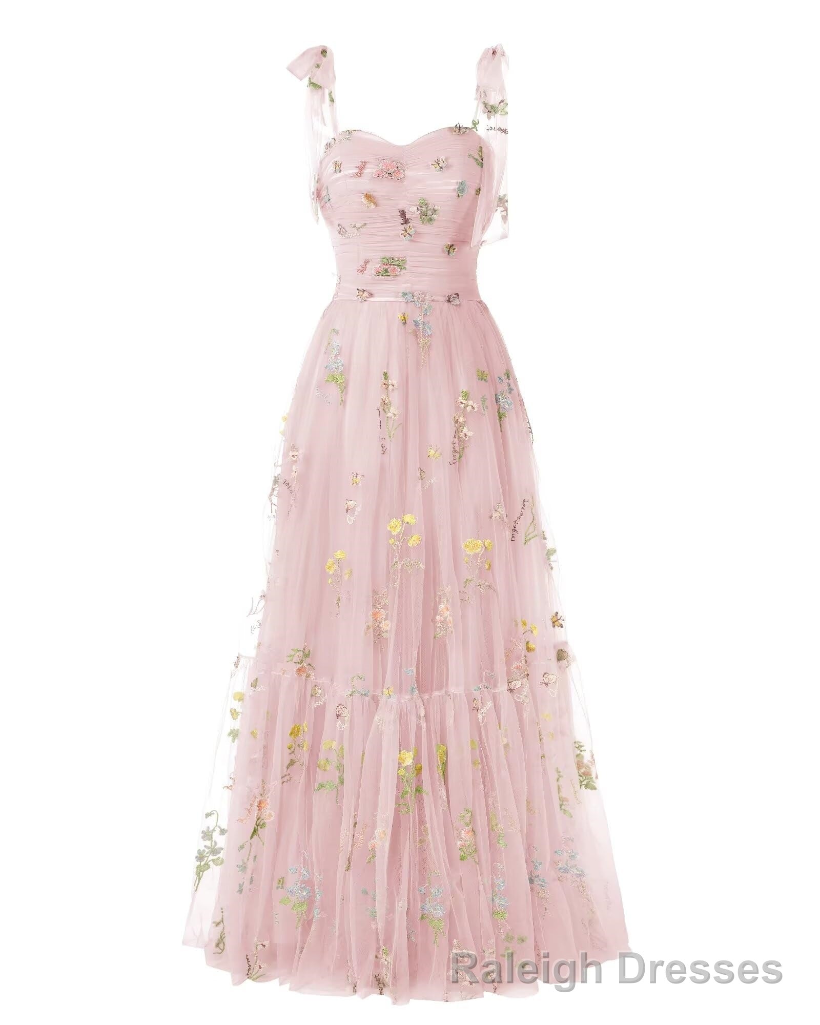 Elegant Embroidery Pink Prom Dresses Sweetheart Spaghetti Straps A Line Party Dress Long Simple Formal Dress Main image