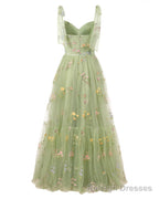 Elegant Embroidery Prom Dresses Sweetheart Spaghetti Straps A Line Party Dress Long Simple Formal Dress