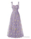Elegant Embroidery Purple Violet Prom Dresses Sweetheart Spaghetti Straps A Line Party Dress Long Simple Formal Dress