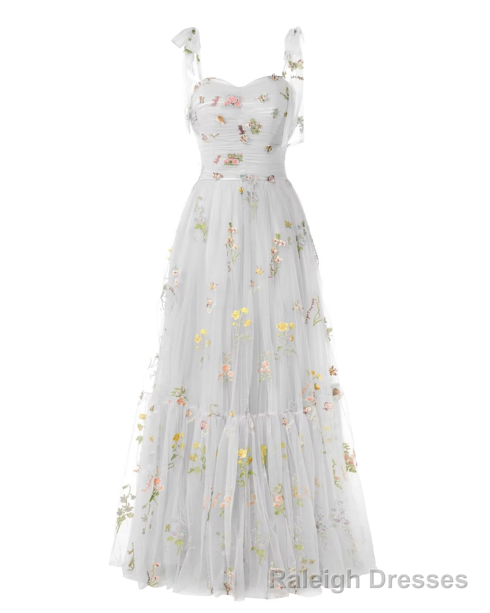 Elegant Embroidery White Prom Dresses Sweetheart Spaghetti Straps A Line Party Dress Long Simple Formal Dress Main image