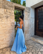 Elegant Engagement Dresses Wedding Prom Dress Special Occasion Dresses Halter Pleated Floor Length Prom Dresses