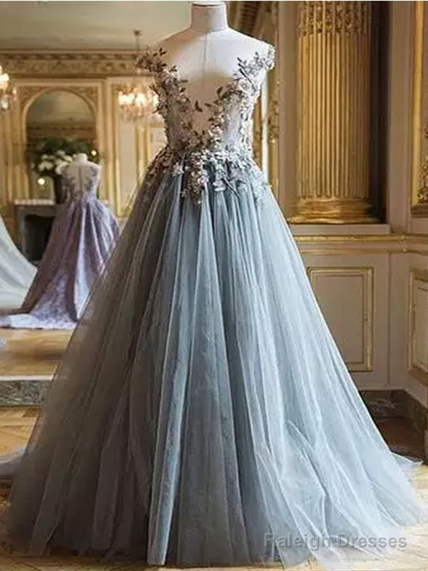 Elegant Flower V-Neck Tulle Prom Dress, Main image