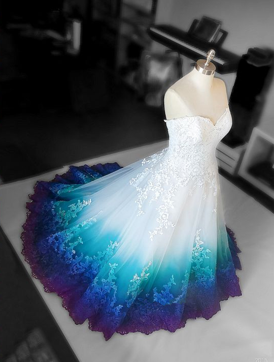 Colorful Ombr¨¦ Wedding Dresses Ball Gowns