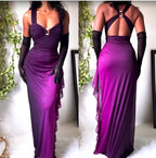 Affordable Dress Under $160||Elegant Gradient Navy Blue Sheath Spaghetti Straps Sparkling Chiffon Prom Dresses For Prom