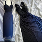Affordable Dress Under $160||Elegant Gradient Navy Blue Sheath Spaghetti Straps Sparkling Chiffon Prom Dresses For Prom