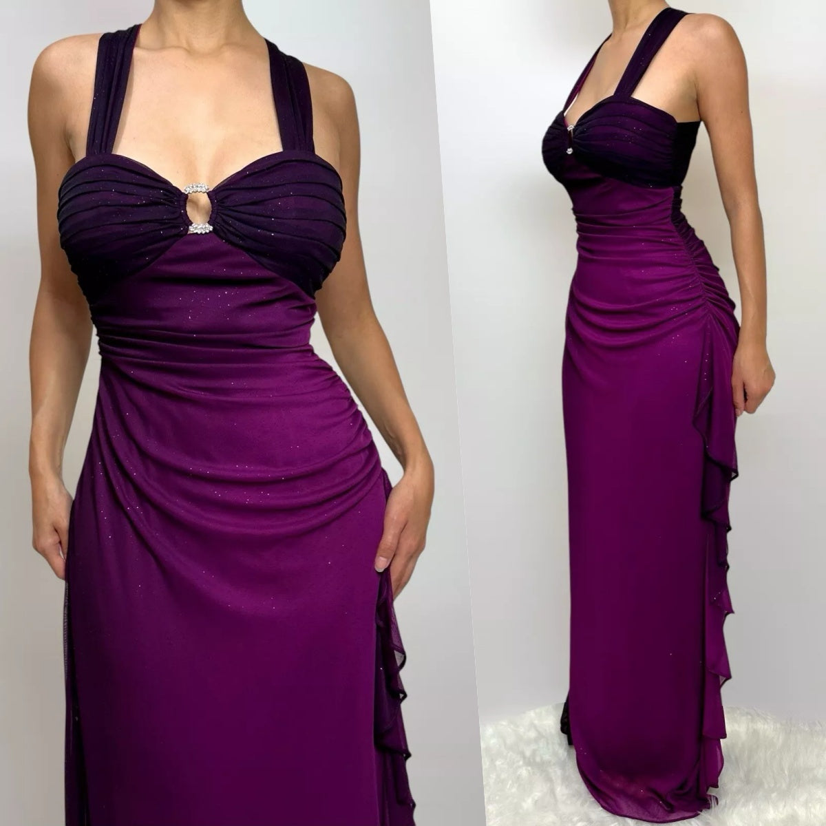 Affordable Dress Under $160||Elegant Gradient Navy Blue Sheath Spaghetti Straps Sparkling Chiffon Prom Dresses For Prom