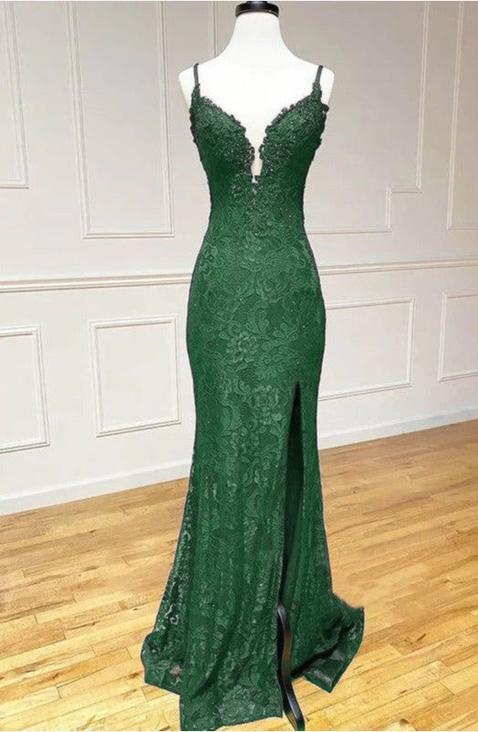 Elegant Mermaid Prom Dress Under $170’Ã?Charming Grape Spaghetti Straps Applique Long Backless Prom Dresses With Slit