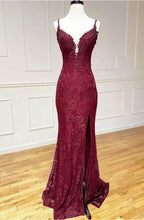 Elegant Mermaid Prom Dress Under $170’Ã?Charming Grape Spaghetti Straps Applique Long Backless Prom Dresses With Slit
