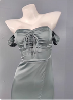 Elegant Gray Green Sweetheart Neckline Slim Slit Satin Long Formal Prom Dress