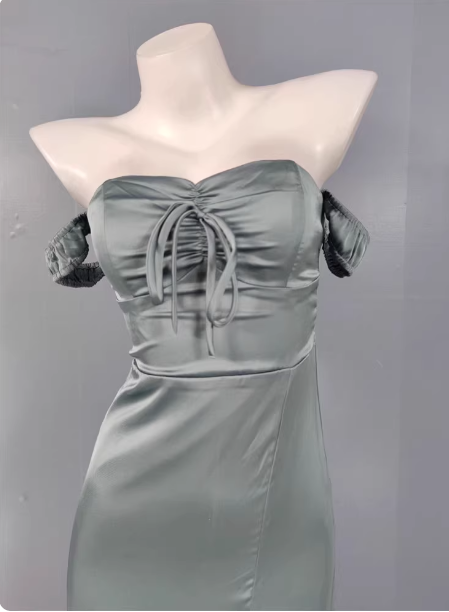 Elegant Gray Green Sweetheart Neckline Slim Slit Satin Long Formal Prom Dress