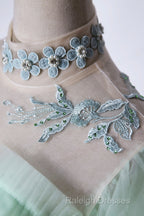 Elegant Green A-Line Princess Prom Dresses A-Line Lace Prom Dresses