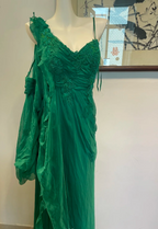 Elegant Green Deep V-Neck Chiffon Long Formal Prom Dress
