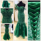Elegant Green Lace Mermaid Prom Dress