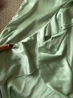 Elegant Green Slim Fit Halter Backless Ruffle Satin Formal Prom Dress