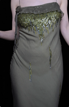 Elegant Green Spaghetti Strap Mermaid Ruffle Sequin Chiffon Long Formal Prom Dress