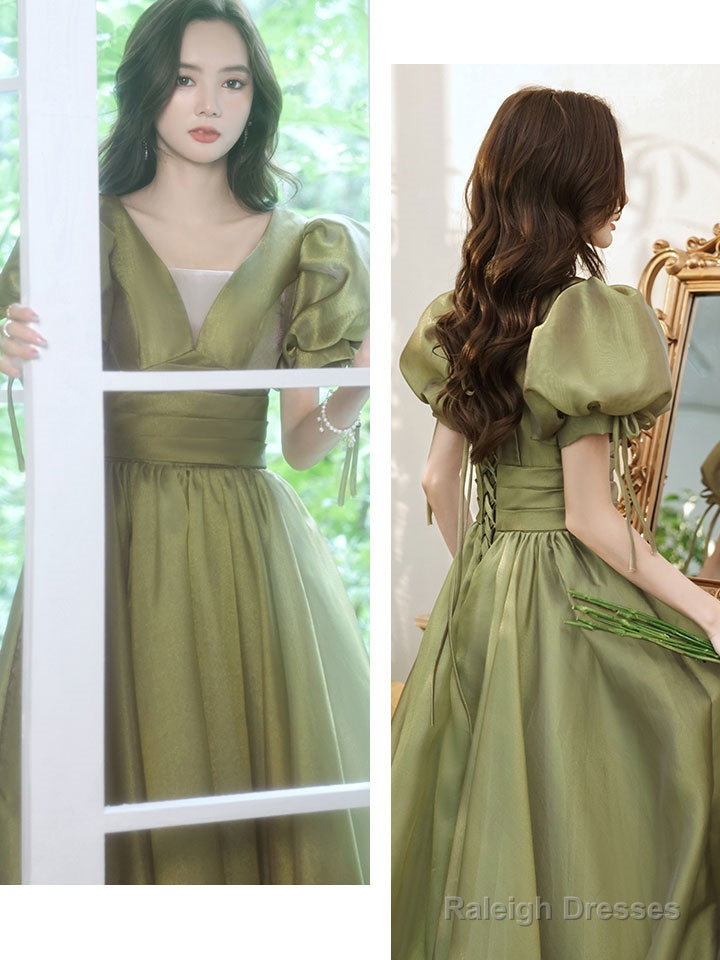 Elegant Green Tulle Long Prom Dress, Green Tulle Formal Dress Secondary image