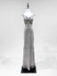 Elegant Grey Mermaid V-Neck Sequined Long Formal Prom Dress