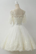 Elegant Half Sleeves White Ball Gowns Homecoming Dresses With Lace