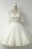 Elegant Half Sleeves White Ball Gown Homecoming Dress With Lace