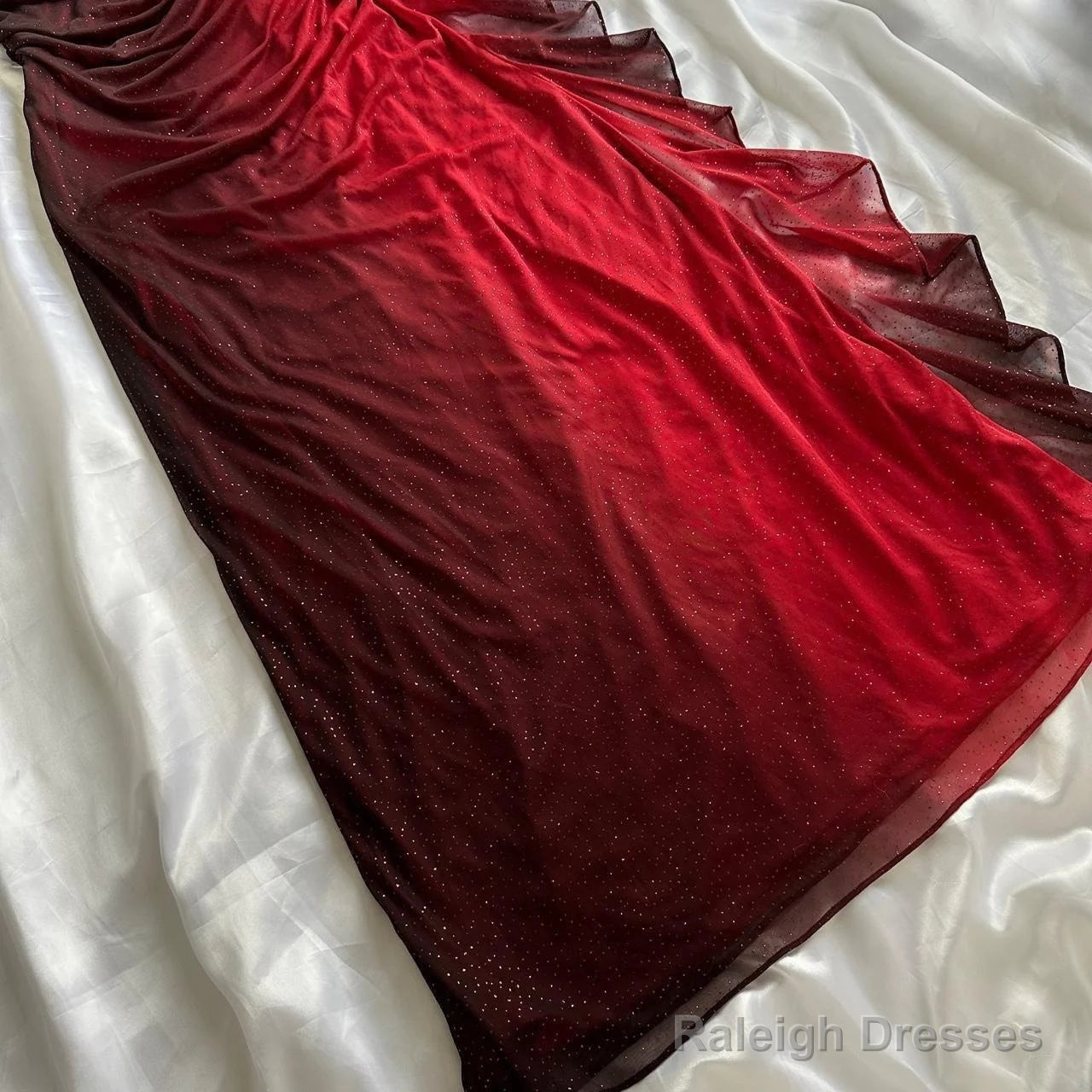 Elegant Halter Straps Ombre Burgundy Long Chiffon Prom Dresses