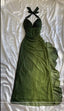 Elegant Halter Straps Ombre Green Long Chiffon Prom Dress