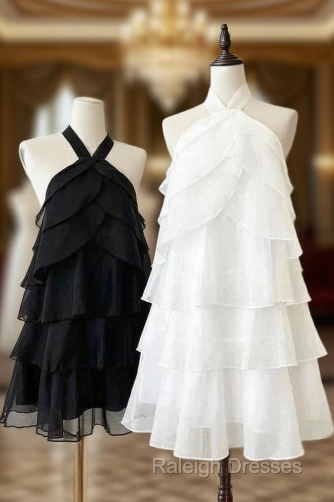 Elegant Halter White Homecoming Dress Short Formal Dress Main image