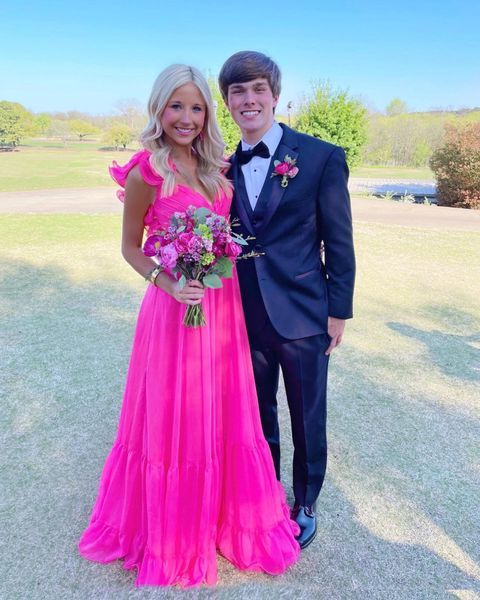 Elegant Hot Pink Long Prom Dress
