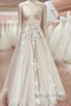 Elegant Italian Noodle Strap A-Line Lace Wedding Bridal Dress