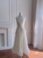 Elegant Ivory A-Line Halter Nack Pearl Pleated Chiffon Formal Prom Dress