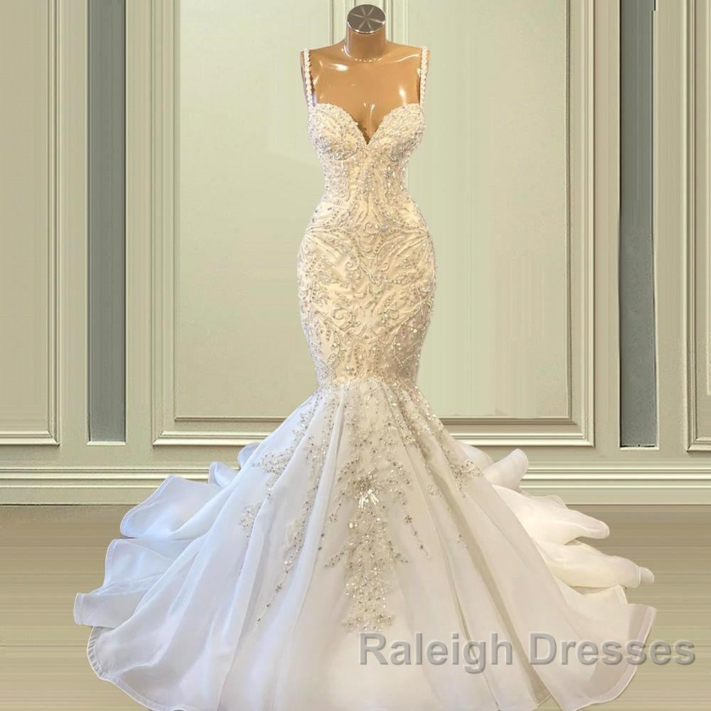 Elegant Ivory Spaghetti straps Sleeveless Mermaid Wedding Dresses Secondary image