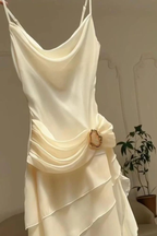 Elegant Ivory Straps Sheath Vintage Long Prom Dresses