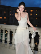 Elegant Ivory Straps Sheath Vintage Long Prom Dresses