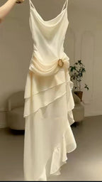 Elegant Ivory Straps Sheath Vintage Long Prom Dresses