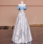 Elegant Jacquard Satin Off-The-Shoulder Long Formal Prom Dress