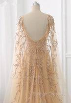 Elegant Jewel Long Sleevess Ruffle Prom Dresses with Beadings On Sale