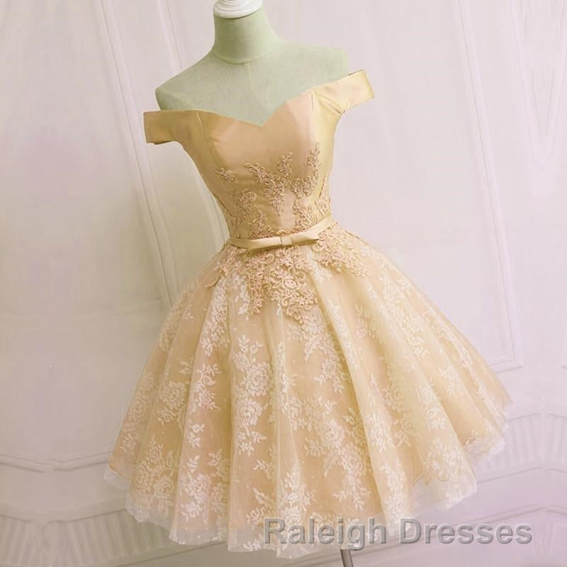 Elegant Lace Appliques Satin Off The Shoulder Homecoming Dress Short
