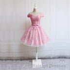 Elegant Lace Appliques Satin Off The Shoulder Homecoming Dresses Short