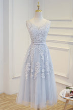 Elegant Lace Appliques Tea Length Bridesmaid Party Dresses