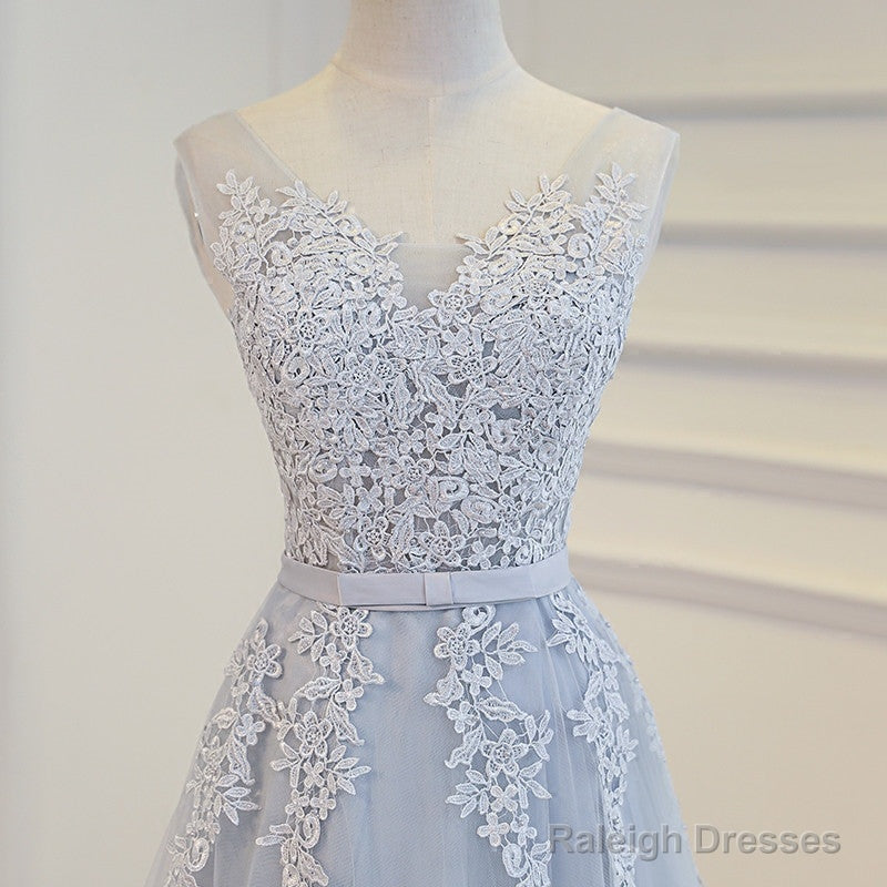 Elegant Lace Appliques Tea Length Bridesmaid Party Dresses