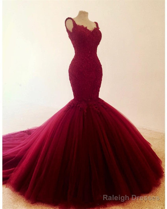 Elegant Lace Embroidery Sweetheart Mermaid Tulle Prom Evening Dresses Main image